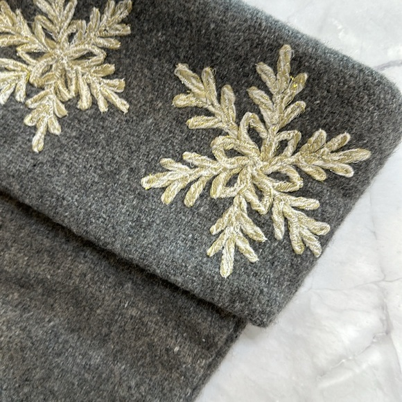 Arcadia Home Grey Wool Christmas Stocking With White Snowflakes Accent - Picture 2 of 4